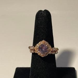 Pink Gemstones set in Rose Gold Fashion Rings SZ 7 NEW